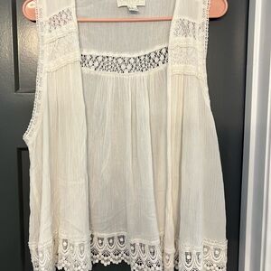 Forever 21 plus sizes Cream crochet Sleeveless Embellished vest